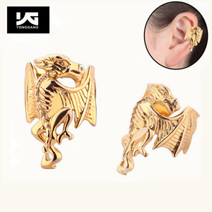 Wholesale fantasy jewelry gold plated stainless steel clip earrings ear cuff non piercing earrings for women girl