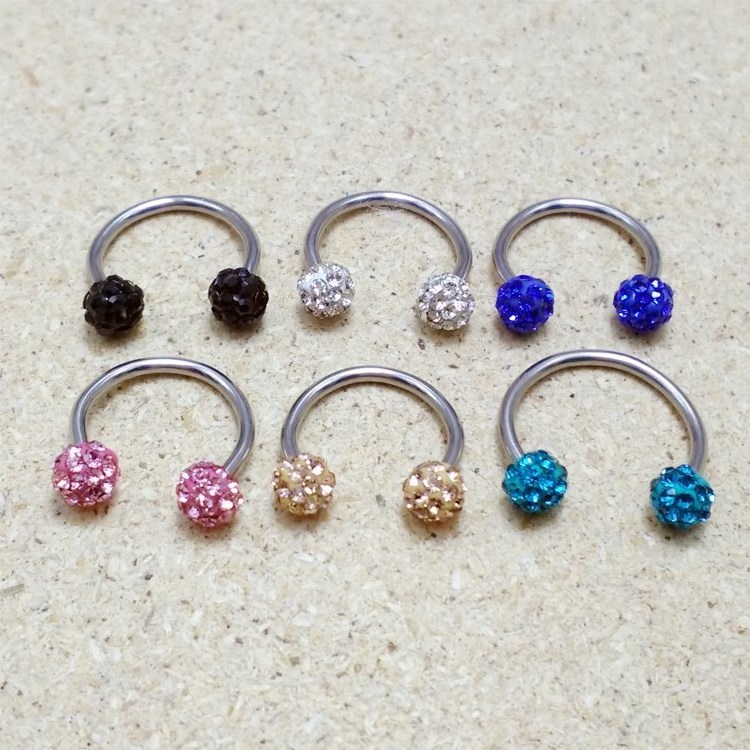 Hot Stainless Steel Multi CZ Crystal Ferido Horseshoe Piercing Nose Rings Screwed Nose Rings Body Piercing