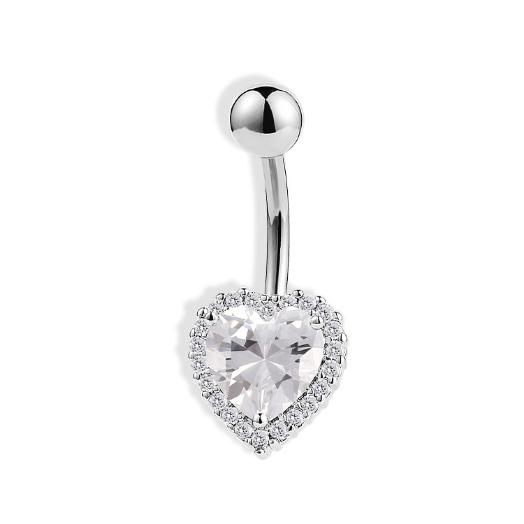 Fashion Love Heart Shape Zircon Navel Ring Sexy Belly Button Ring Piercing