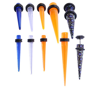 Low Price Wholesale Body Jewelry Various Colors Tapered Acrylic Ear Taper Expander Gauges Kit Ear Plug Set