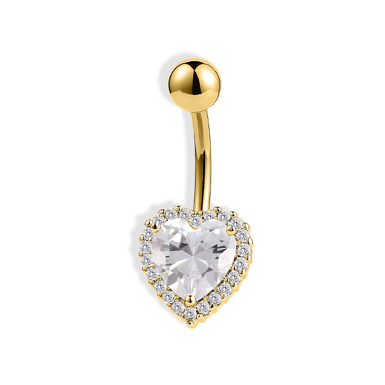 Fashion Love Heart Shape Zircon Navel Ring Sexy Belly Button Ring Piercing