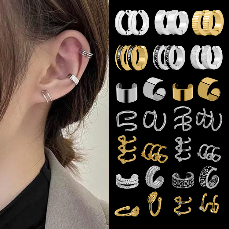 Wholesale 2023 New Design Ear Cuff Gold Leaves No Piercing Ear Clips Fake Cartilage Earring Jewelry For Women Men