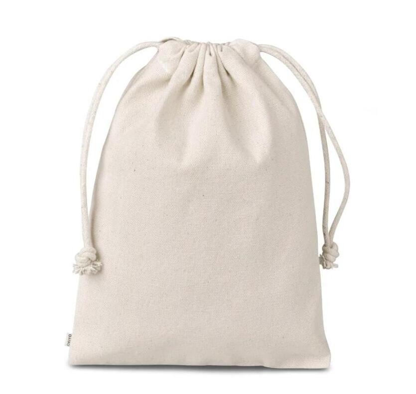 High Quality Recyclable Cotton linen Fabric Muslin pouch personalized cotton drawstring bags