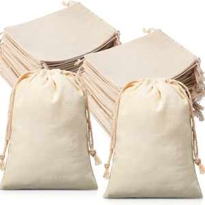 Custom Small Muslin Twill Organic Cotton Linen Drawstring dust Jewelry Bags Pouches Gift Bags