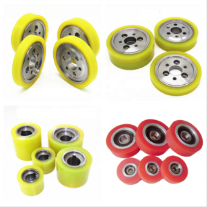 Custom Durable Stainless Steel Aluminum polyurethane coated wheel 70A 90A 95A PU rubber coated wheel