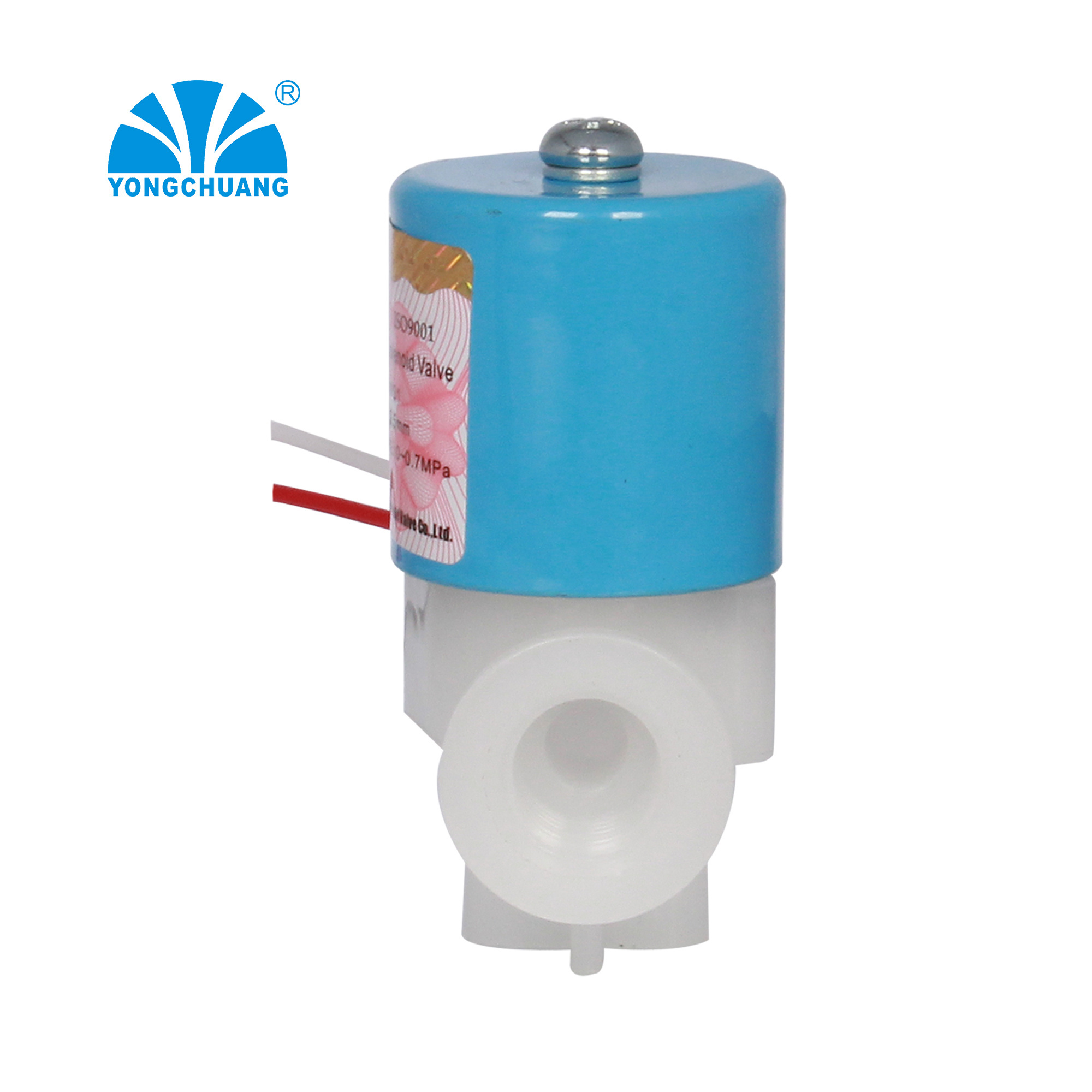 Yongchuang  YCWS1  thread plastic PVC water solenoid valve 24v for RO system