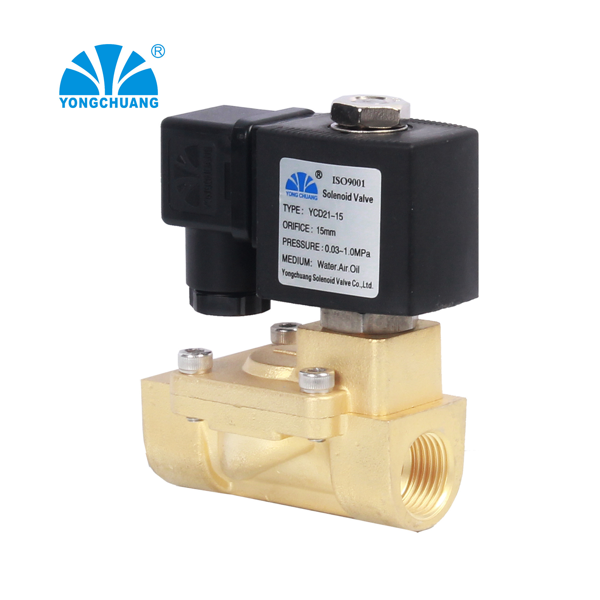 Yongchuang brand YCD11/21 series diaphragm 2 inch shut off 240v water brass stainless steel solenoid valve