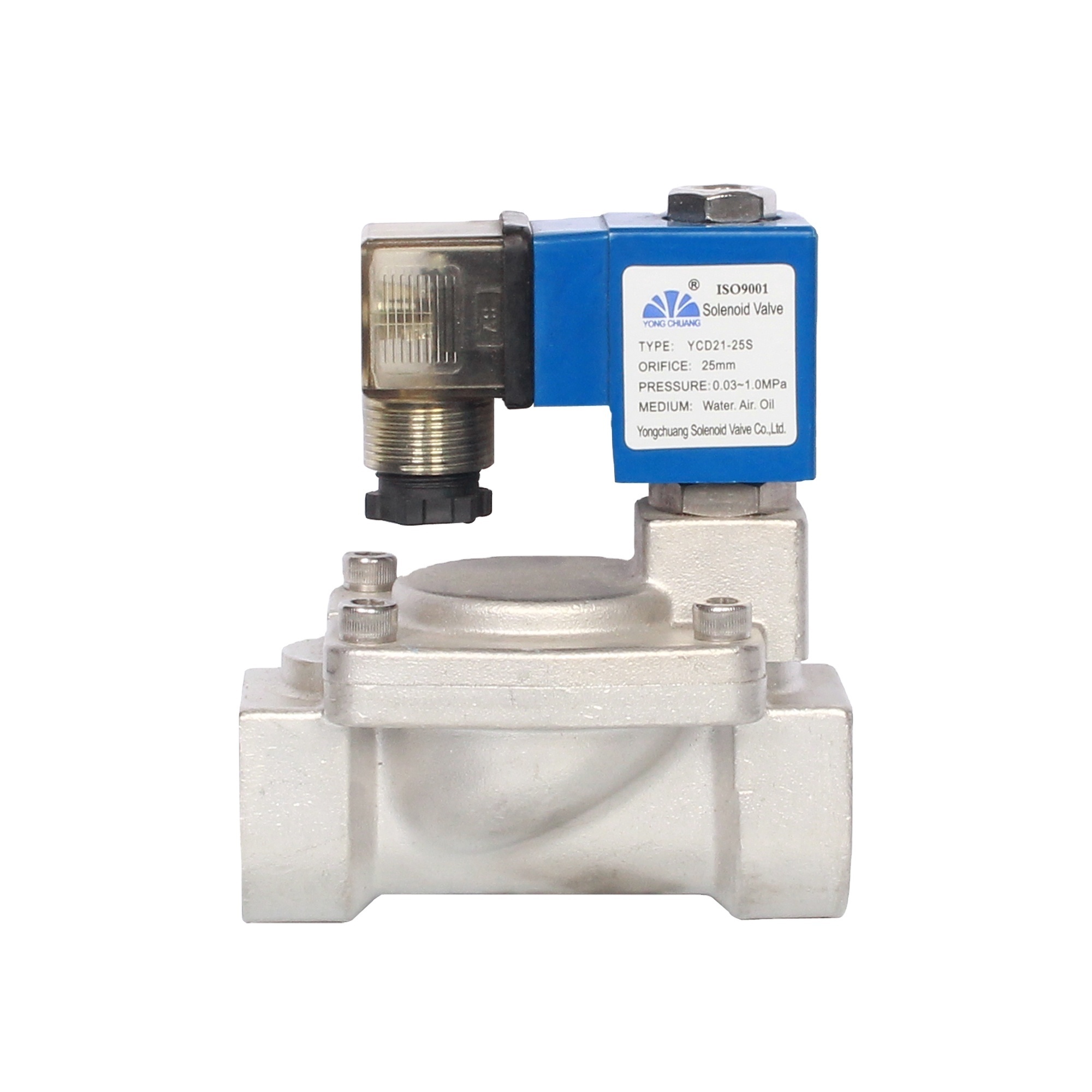 Yongchuang YCD11/21 CE approved brass stainless steel 24v 12v dc solenoid valve 3/8