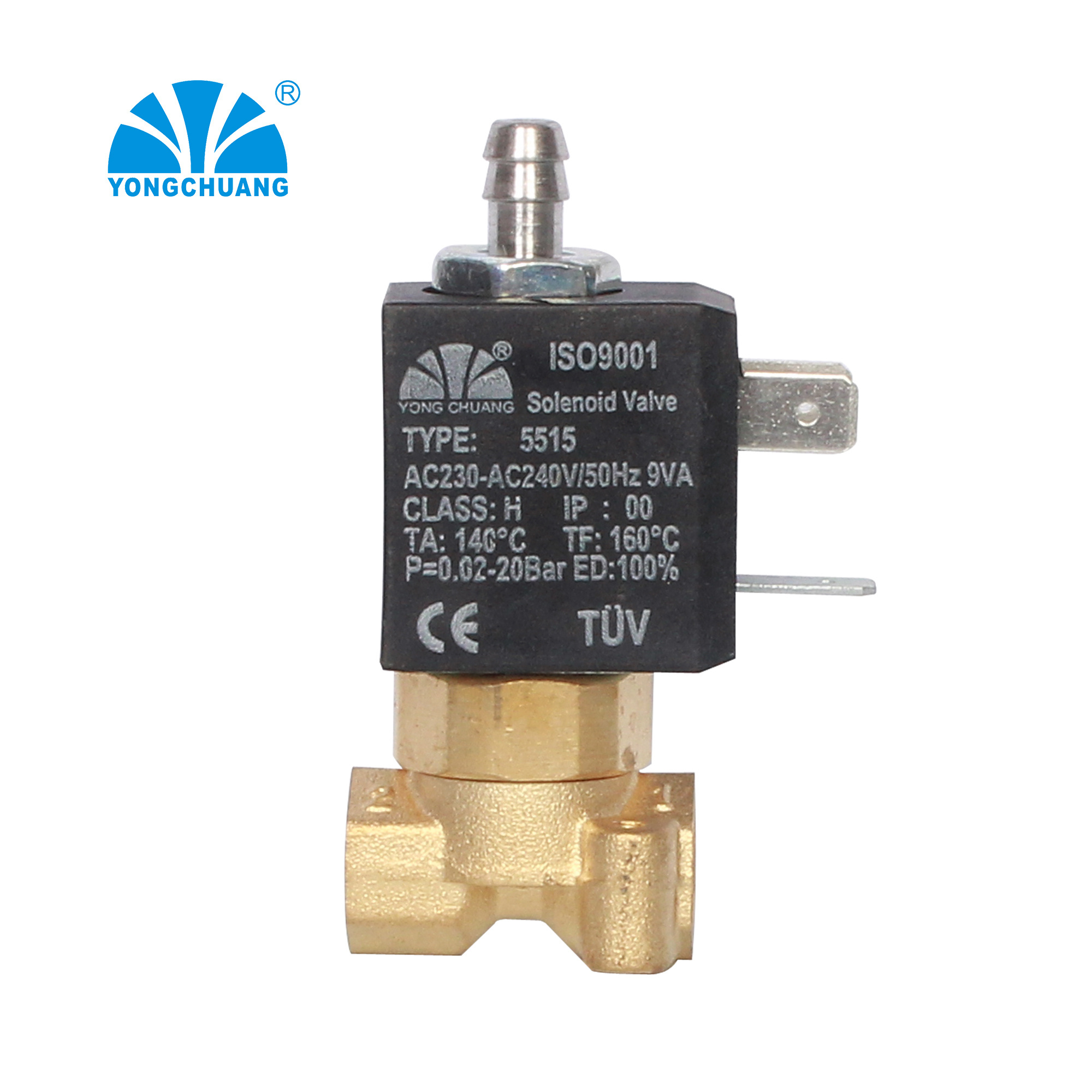 Yongchuang 5515-07 3 way brass high quality vending coffee machine solenoid valves 24v