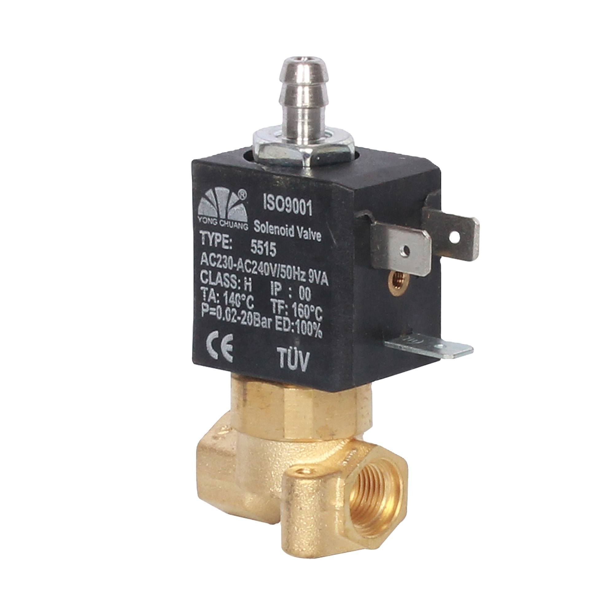 Yongchuang 5515-07 3 way brass high quality vending coffee machine solenoid valves 24v