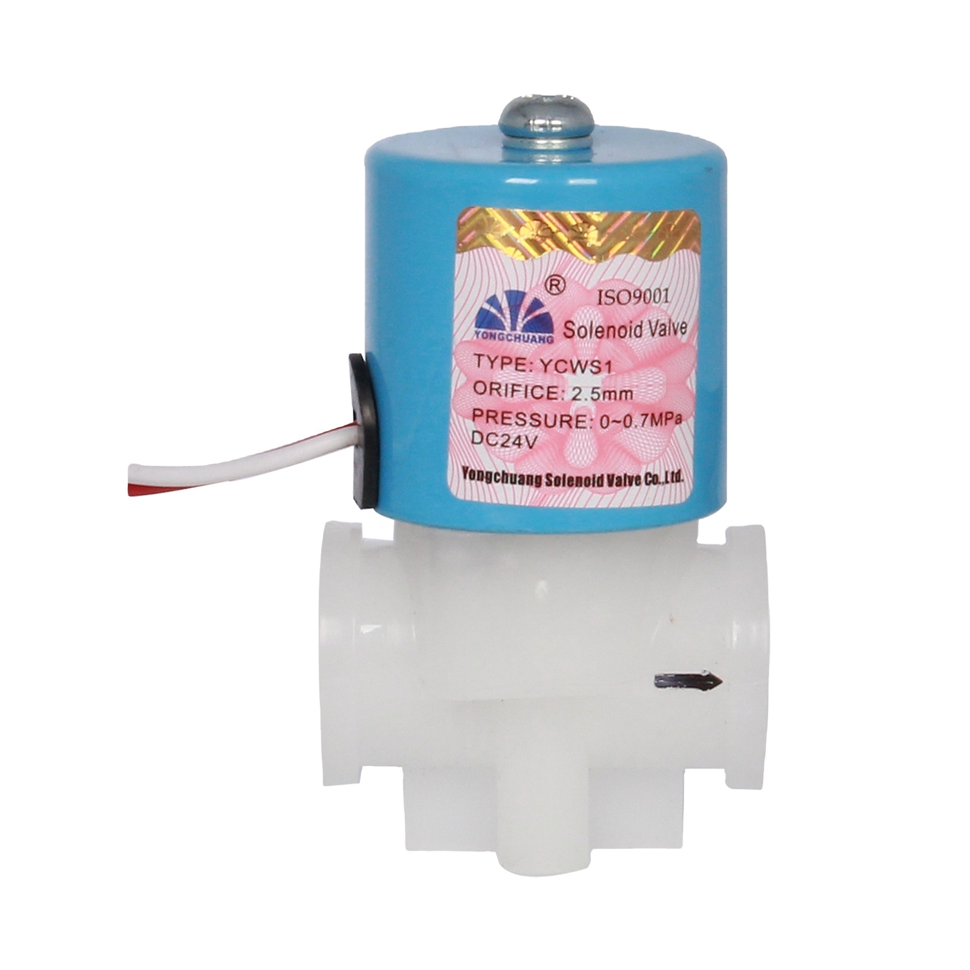 Yongchuang  YCWS1  thread plastic PVC water solenoid valve 24v for RO system