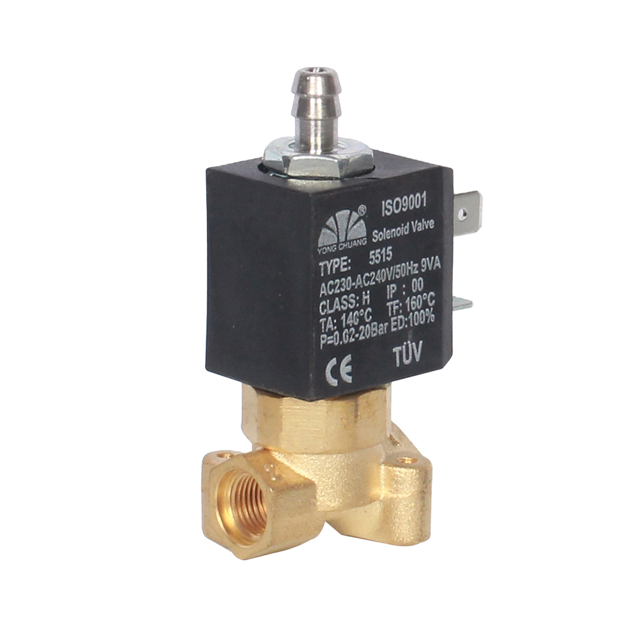 Yongchuang 5515-07 3 way brass high quality vending coffee machine solenoid valves 24v