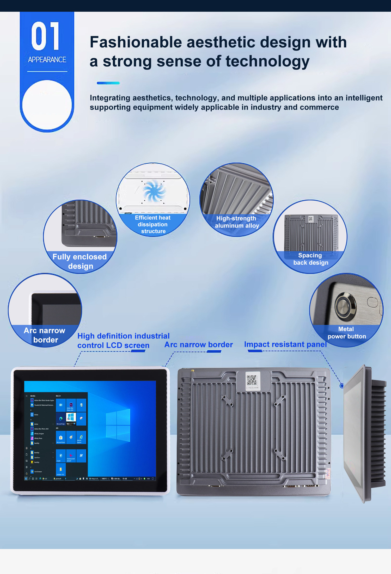 10.1 inch touch screen all-in-one Industrial Pc Ip65 Waterproof fanless fully fit industrial computer