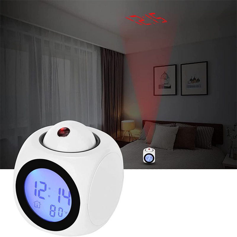 Electronic LCD Digital Projection Time Alarm Clock Projects Smart Table Temperature Display camera shaped despertador for room