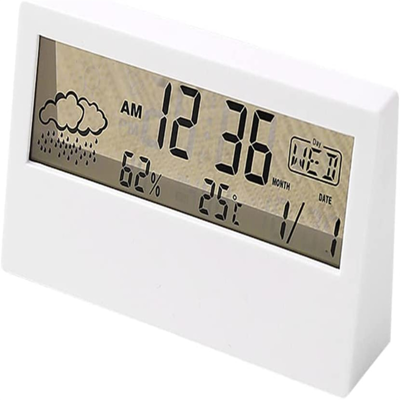 LCD Digital Transparent Screen Temperature Humidity Snooze Weather Station Table Alarm  Clock