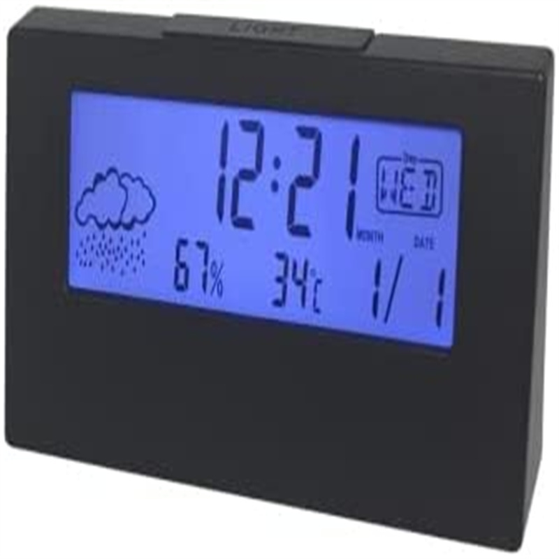 LCD Digital Transparent Screen Temperature Humidity Snooze Weather Station Table Alarm  Clock