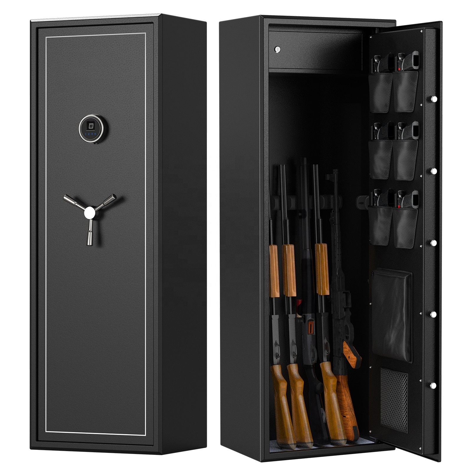 10 Long Gun Quick Access Safe, Electronic Long Gun Safe with Separate Handgun & Ammo Area