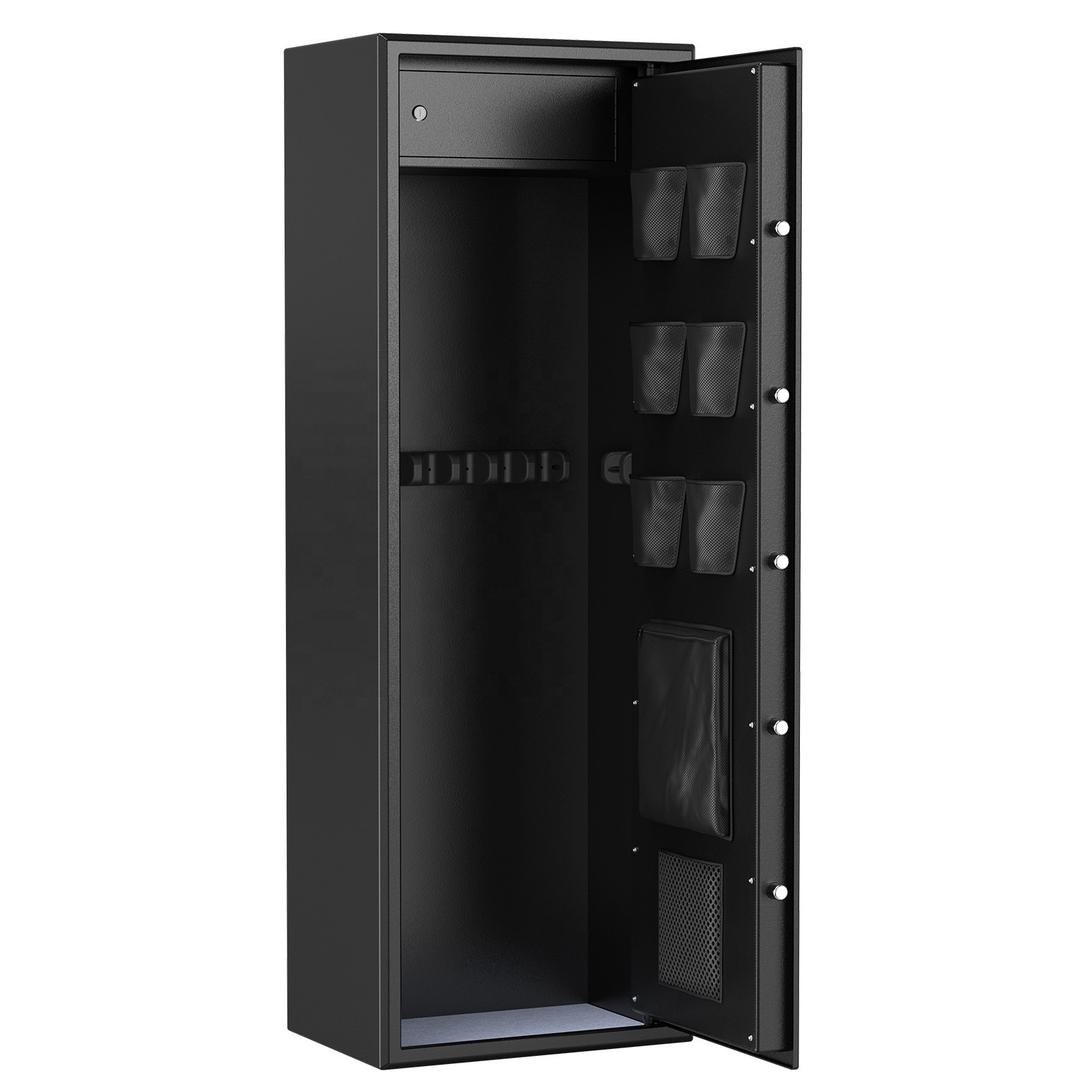 Customizable 10 Long Gun Quick Access Safe, Electronic Long Gun Safe with Separate Handgun & Ammo Area