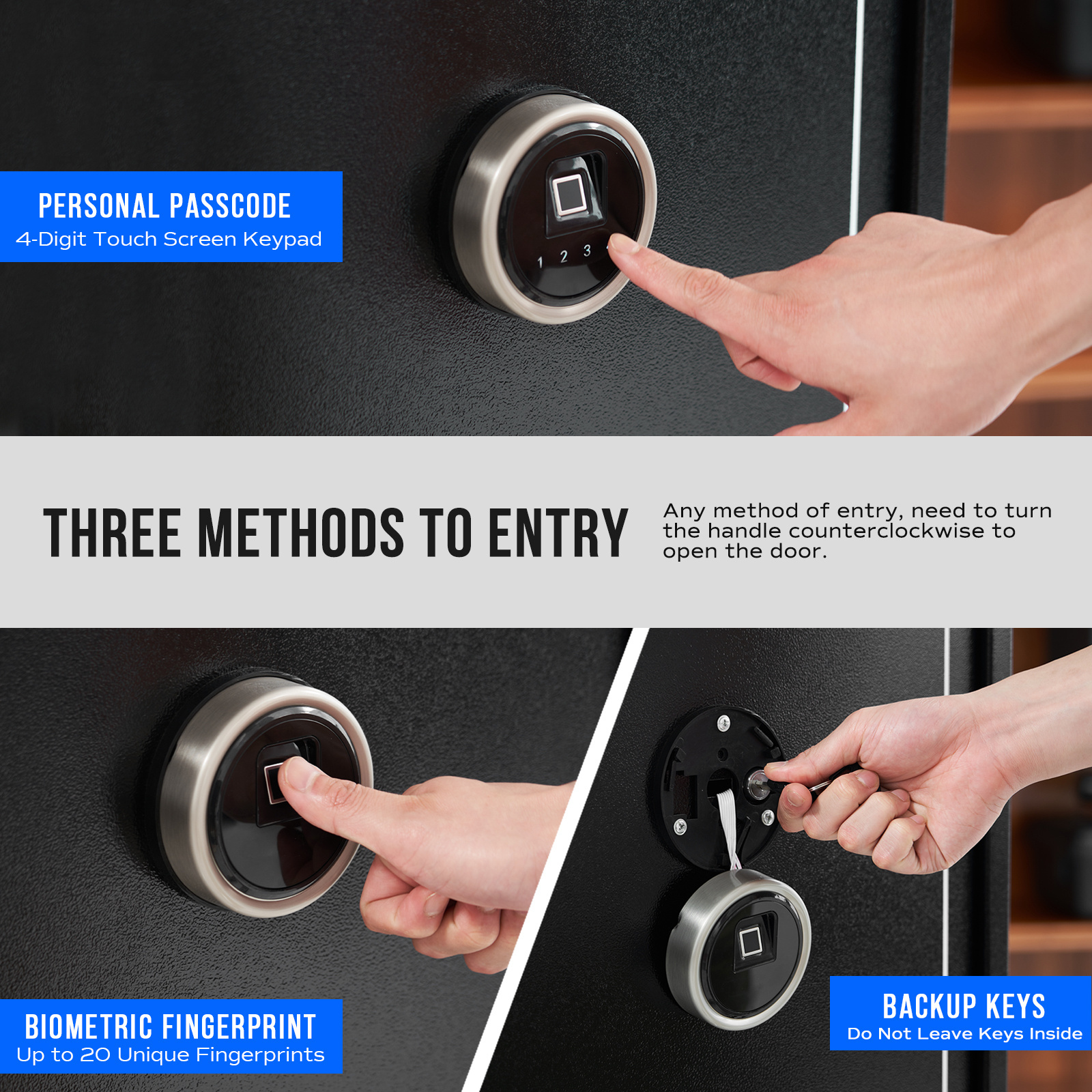 Customizable Fingerprint Metal Long Gun Safe, 7 Gun Security Cabinet for Long Gun & Handgun