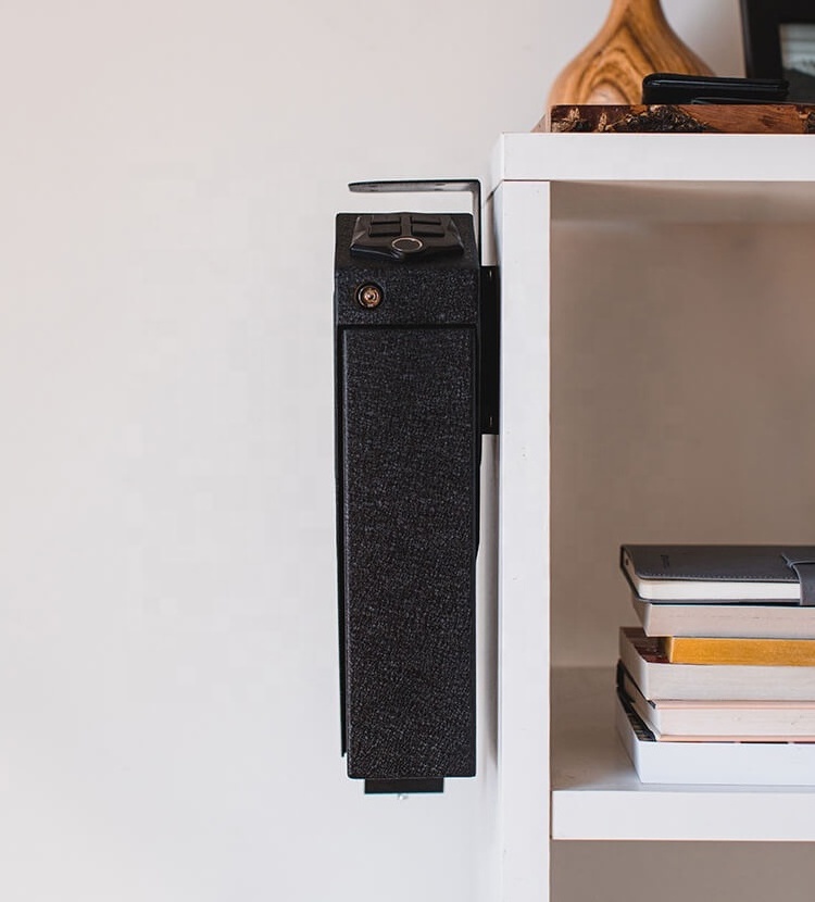 Custom safes Desk Mounted Gun Safe with Biometric Fingerprint and Keypad Lock, Drop Down Lid