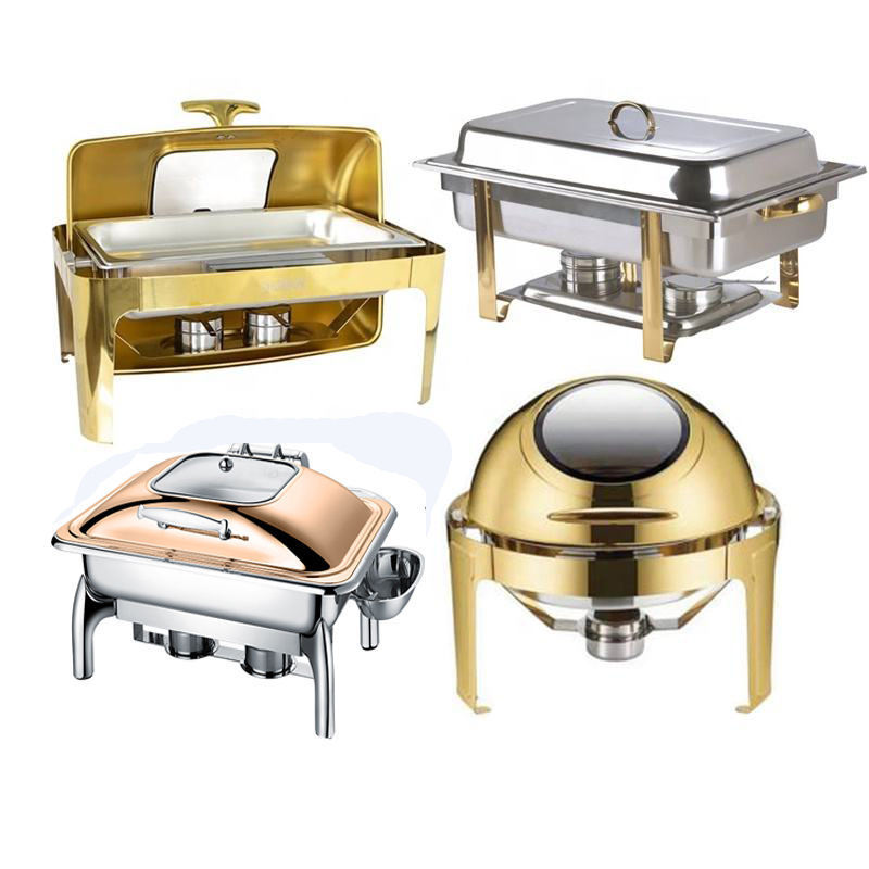 Roll-Top Glass Chafing Dish Buffet Set Stainless Steel Chaffing Dishes Buffet Food Tray Warmer For Restaurant hotel