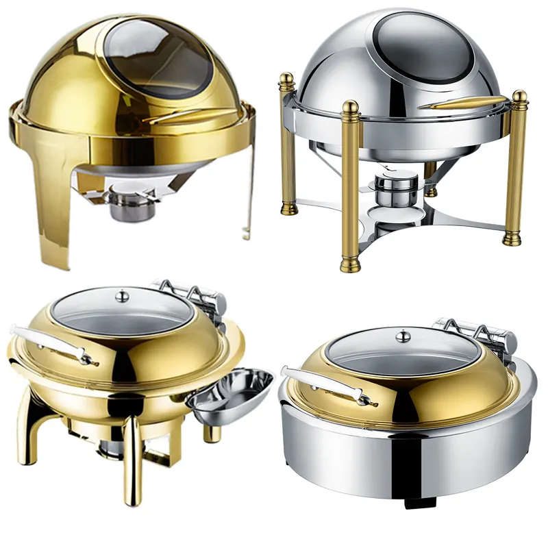 Factory Price Gold Round Rectangle Square Chafing Dish Buffet Food Warmer