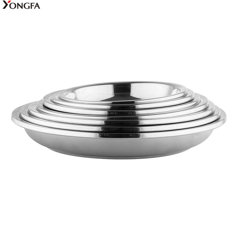 Factory Directly Sell Round Serving Dishes And Plates High Quality Stainless Steel Plate For Kitchen