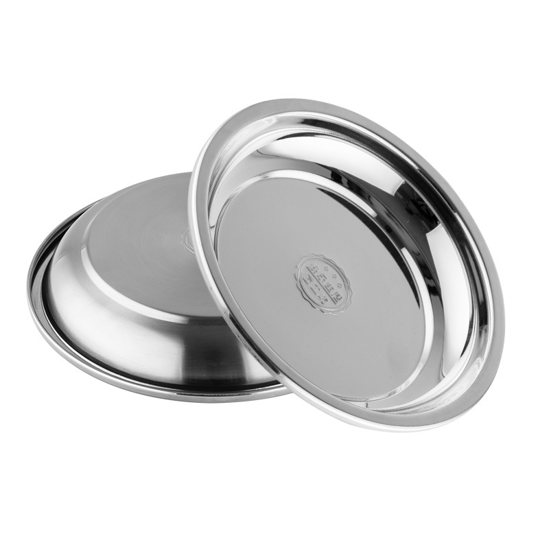 Factory Directly Sell Round Serving Dishes And Plates High Quality Stainless Steel Plate For Kitchen