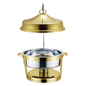 Luxury 9L Chafing Dishes Gold and Silver Round Buffet Food Warmer Hanging Hinged Lid Chafing Dish