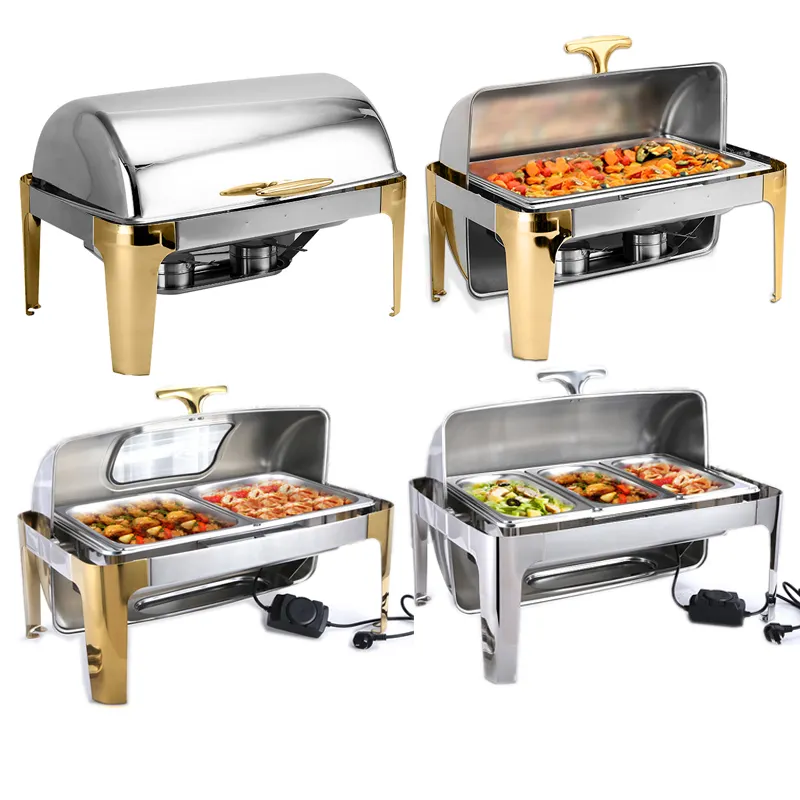 Factory Price Gold Round Rectangle Square Chafing Dish Buffet Food Warmer