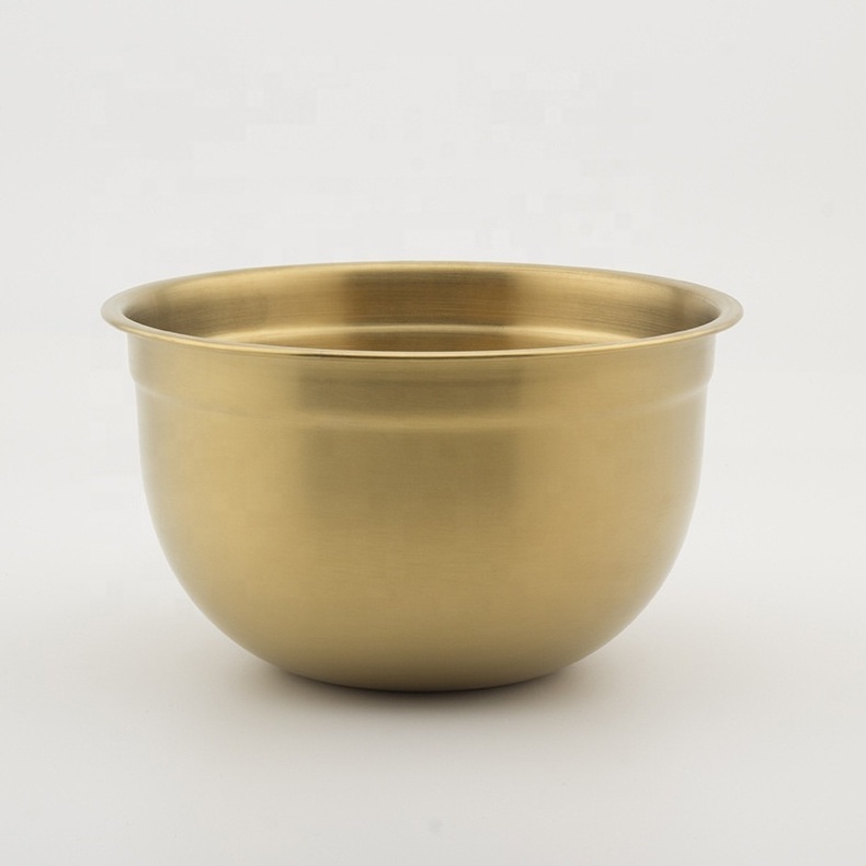 High grade 304 Gold Baking Bowl Stainless Steel Glass Cover Mixing Salad Bowl