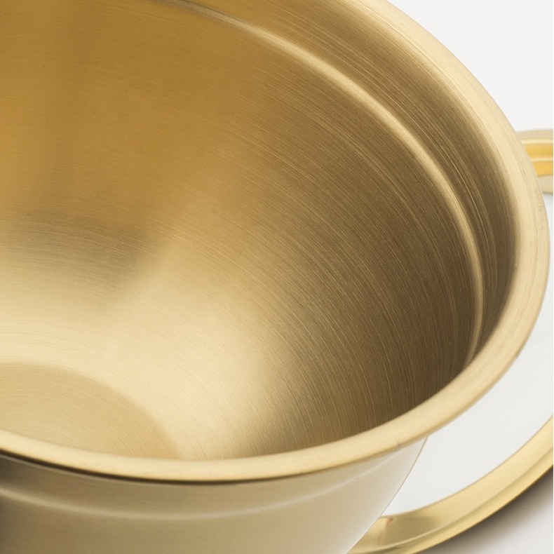 High grade 304 Gold Baking Bowl Stainless Steel Glass Cover Mixing Salad Bowl