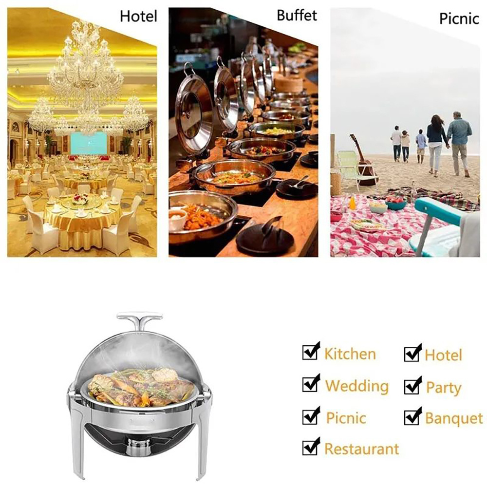 Restaurant Catering Party Luxury Chafer Dish Buffet Set Stainless Steel Chafing Dishes Heating Food Display Warmer Set For Sale