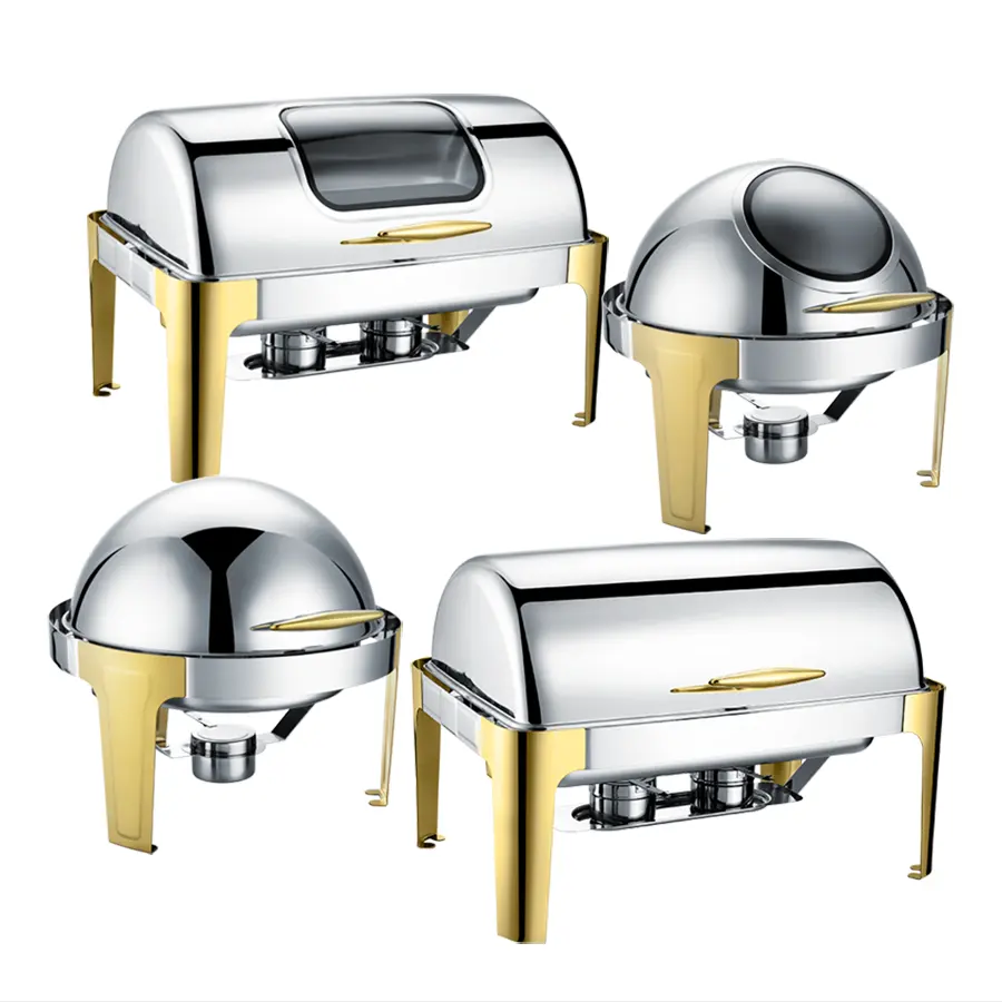 Factory Price Gold Round Rectangle Square Chafing Dish Buffet Food Warmer