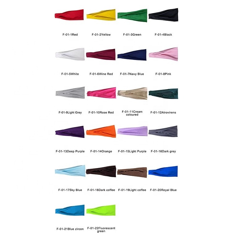 Wholesale 20 Colors Headband in Stock Custom Printing Logo Sweatband Sport Headbands