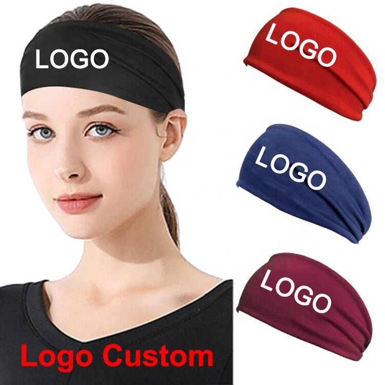 Wholesale 20 Colors Headband in Stock Custom Printing Logo Sweatband Sport Headbands