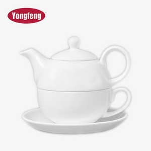 modern personalized ceramic grace table ware Ceramic Tea pot 3pcs Set for One Teapot with Teacup & Saucer