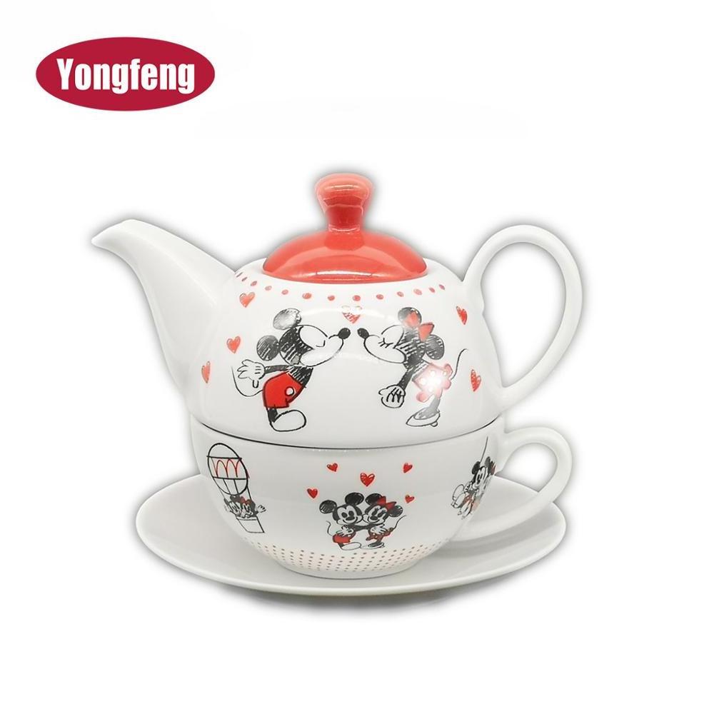 modern personalized ceramic grace table ware Ceramic Tea pot 3pcs Set for One Teapot with Teacup & Saucer