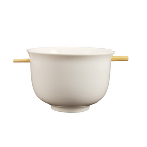 Chinese manufacturer supply 5.5 inch plain white noodle bowl ceramic bowl with chopsticks