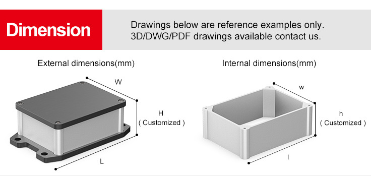 Yonggu L08 170*125MM Custom Electrical Equipment Boxes Aluminium Electronic Enclosures Outdoor Waterproof Ip68 Enclosure Box