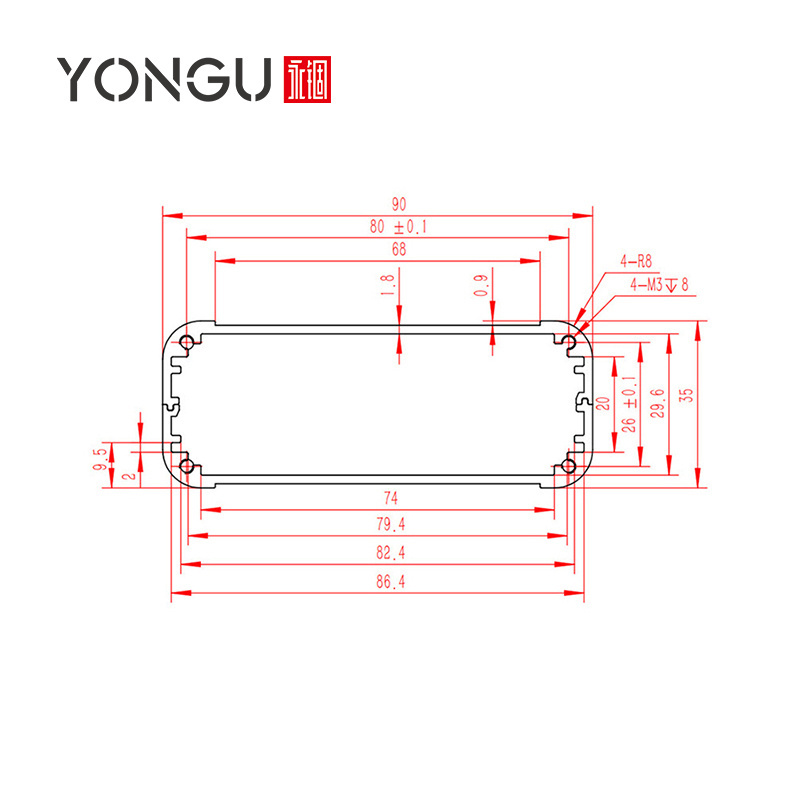 Yonggu K14 90*35mm Custom Spot welding Metal Housing Circuit Board Main Board Junction Box Power Supply Aluminum Enclosure Case