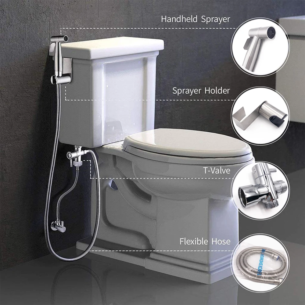 Stainless Steel Bidet Faucet Diaper Sprayer Set with Hose Adjustable toilet bidet bathroom sprayer