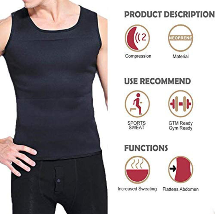 Men's Sport Vest Stock S-4XL Premium Weightless Slimming Workout Neoprene Sauna Shirt Heat Vest Unisex Heated Padded Vest