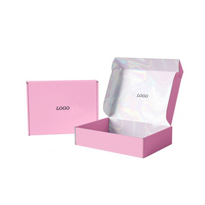 High Quality Ear Lock Pink Shipping Boxes Foldable Corrugated Cardboard Box Underwear Clothing Packaging Mailer Postal Box