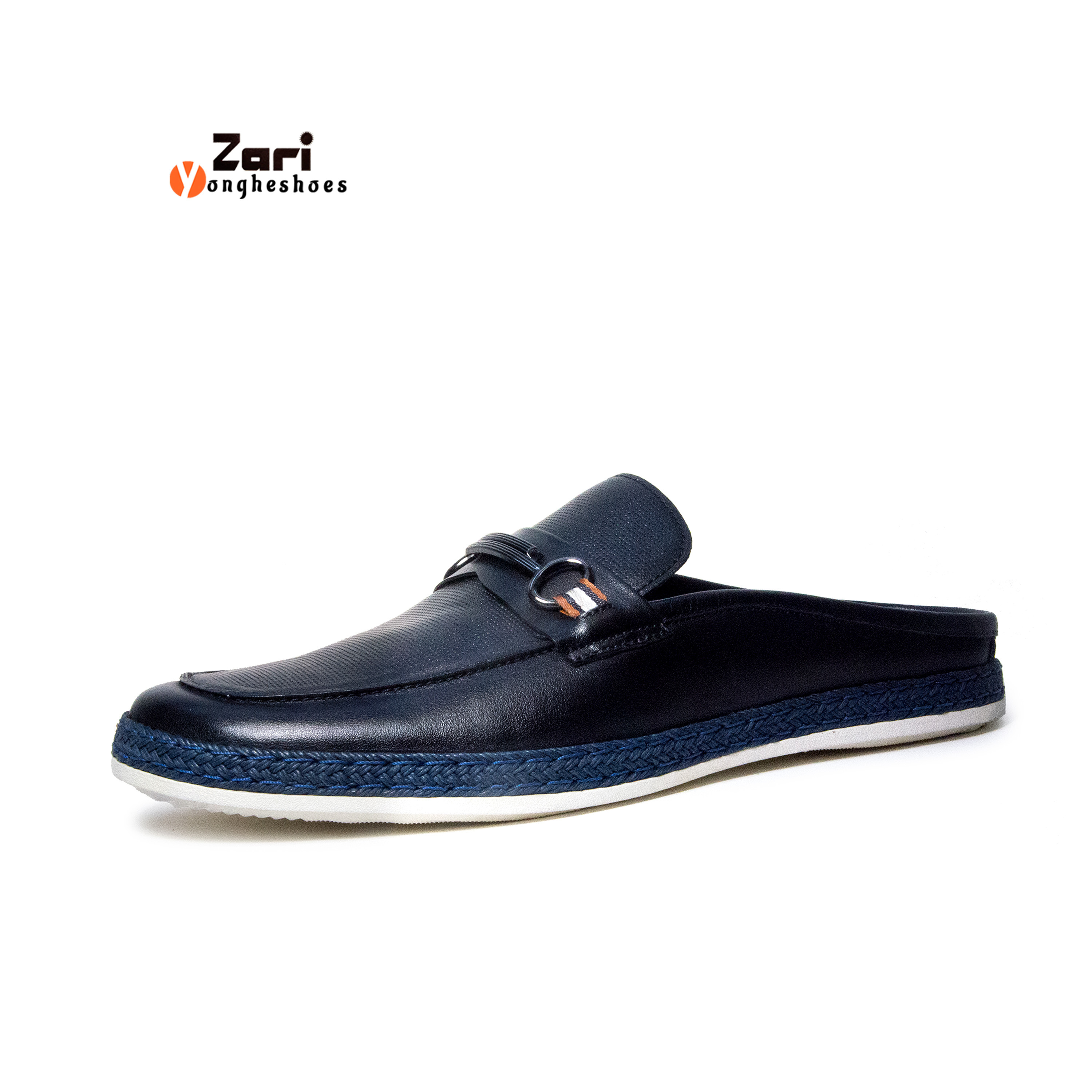 Zari handmade lurxry classic black casual suede leather slip on slippers shoes half men