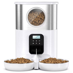 YHpet new design 5L Stainless steel 2 Bowl Smart Automatic Pet Feeder For 2 cats and dogs