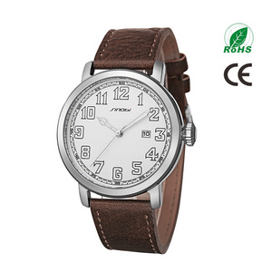 Sinobi Classic Style Men Watches Hot sale Design Quartz Mens Watches Luminous Pointer Leather Business Male Wristwatches S9813G