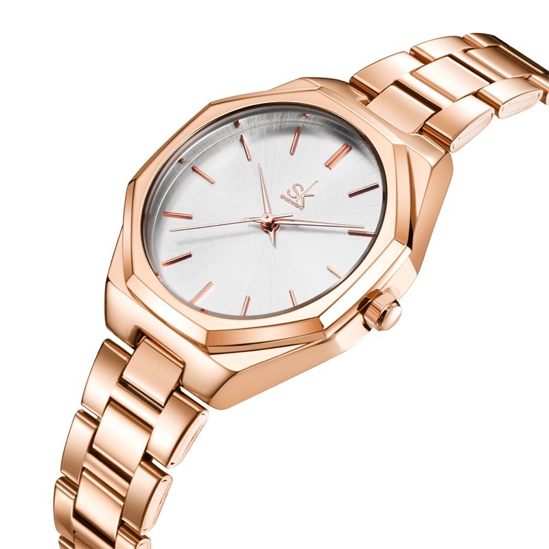 New Trendy Rose Gold Lady Luxury Business Wrist Watch waterproof Watches for women Stainless Steel Quartz Watch