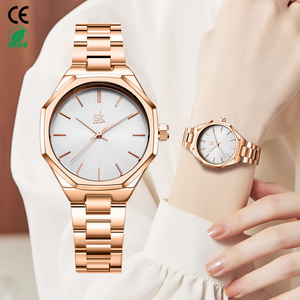 New Trendy Rose Gold Lady Luxury Business Wrist Watch waterproof Watches for women Stainless Steel Quartz Watch