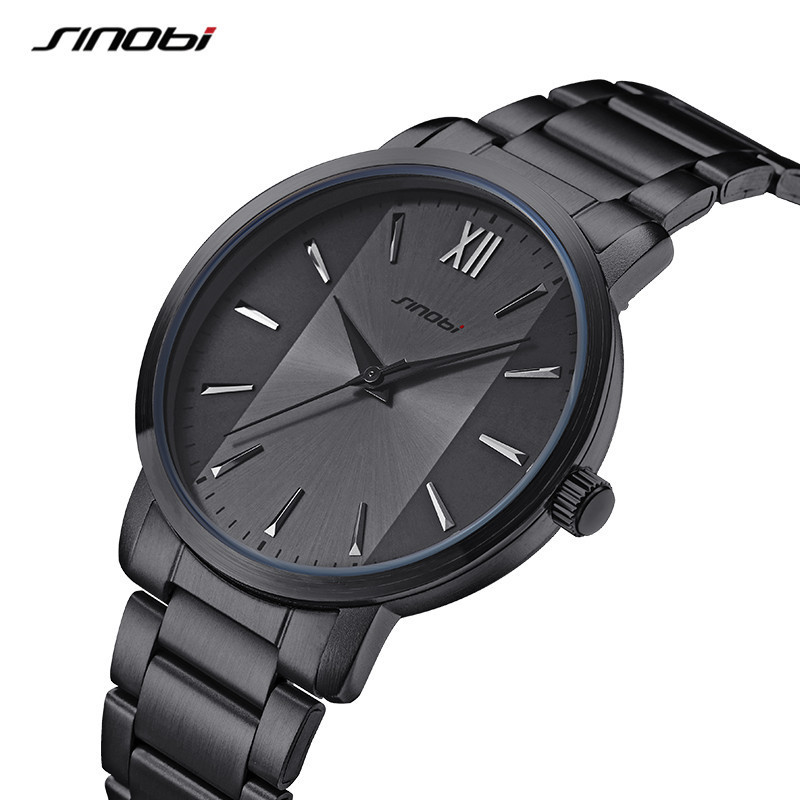 SINOBI Fashion Casual Pair Watches Black Luxury Men Women Watch Waterproof Couple Quartz Wristwatches Relogio Masculino S9819G/L